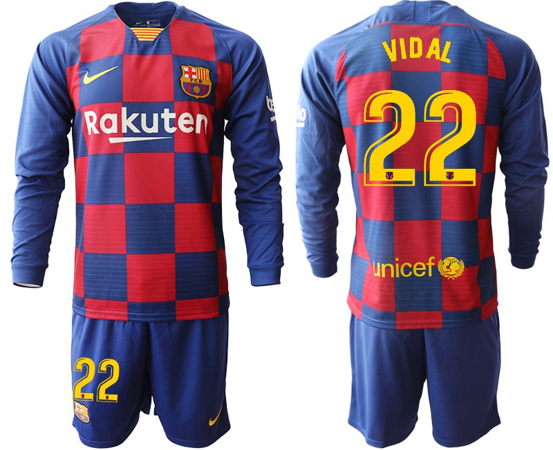 Men 2019-2020 club Barcelona home long sleeve #22 blue Soccer Jerseys